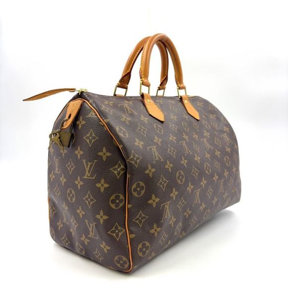 Louis Vuitton Speedy 35 Monogram Leather X PVC Brown Handbag Gold M41524 - Picture 2 of 15